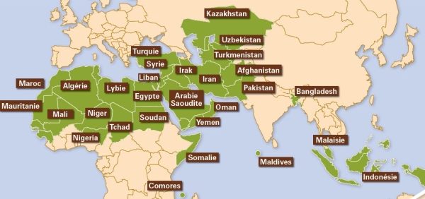 Carte des pays islamiques